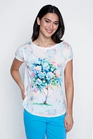Colorful hydrangea tree print t-shirt