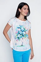 Colorful hydrangea tree print t-shirt