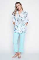 Floral print cotton gauze blouse