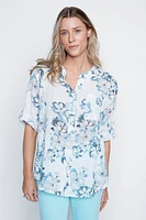 Floral print cotton gauze blouse