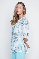 La blouse en gaze de coton imprimé fleuri