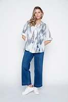 La blouse en gaze de coton à imprimé lignes abstraites