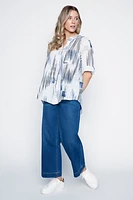 La blouse en gaze de coton à imprimé lignes abstraites