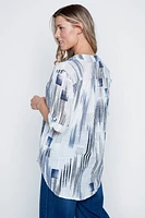 La blouse en gaze de coton à imprimé lignes abstraites