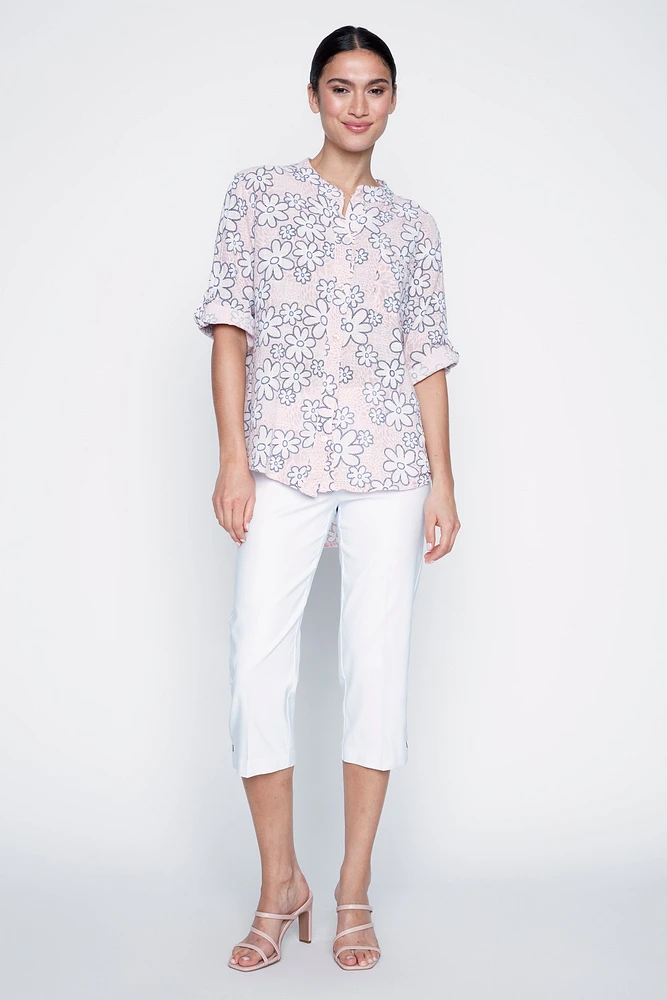 La blouse en gaze de coton imprimé marguerites
