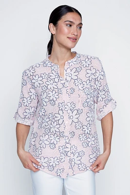 La blouse en gaze de coton imprimé marguerites