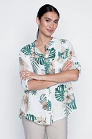 La blouse en gaze de coton à imprimé tropical
