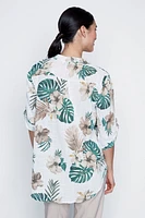 La blouse en gaze de coton à imprimé tropical