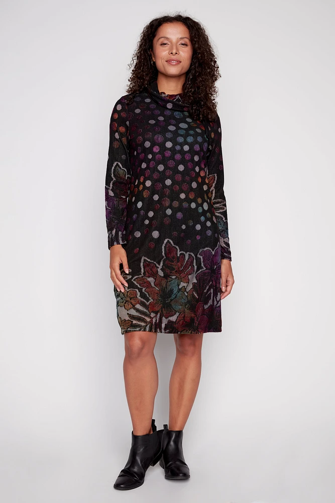 Printed jacquard knit dress