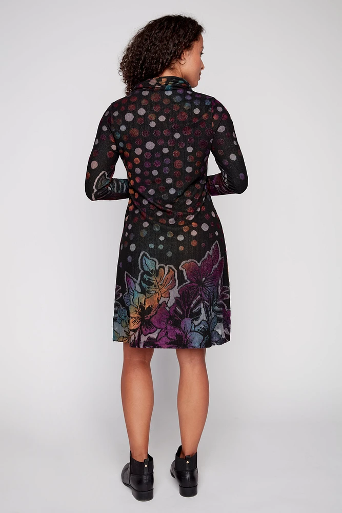 Printed jacquard knit dress