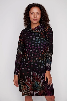 Printed jacquard knit dress