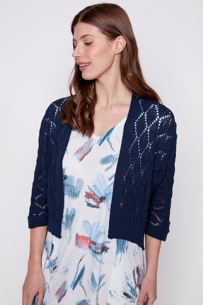 Short diamond pattern cardigan