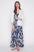 Hi-lo leaf print jersey dress