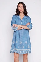 Henley border print dress