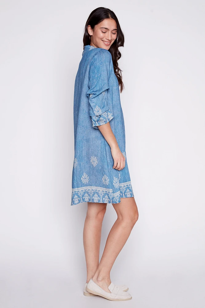 Henley border print dress