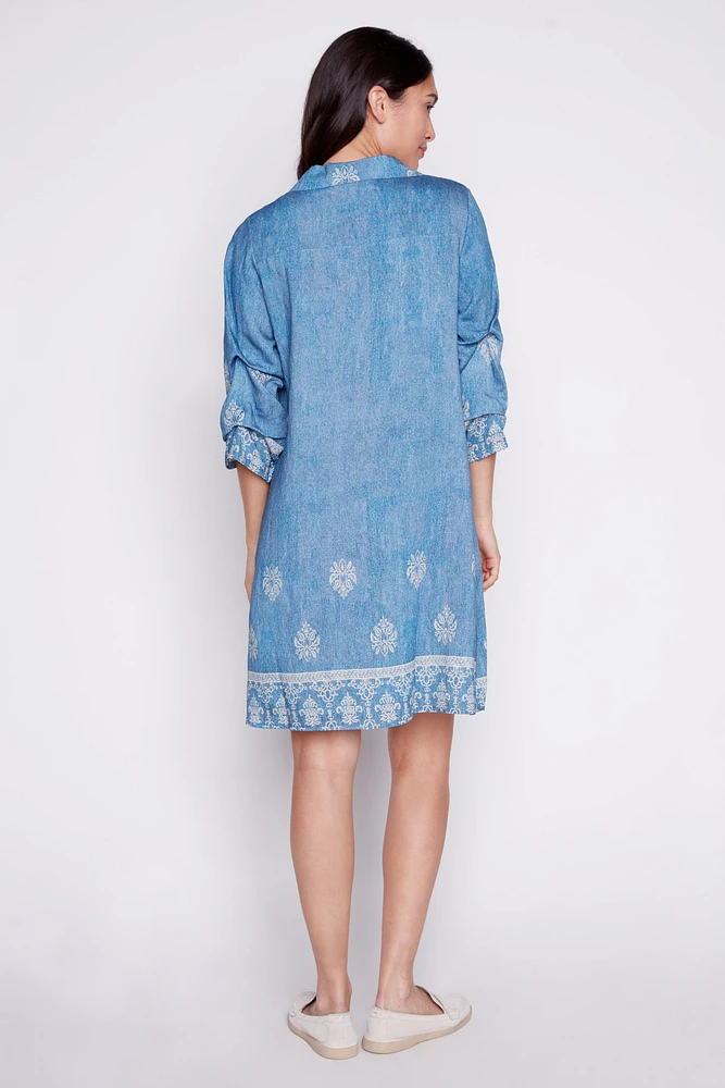 Henley border print dress