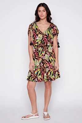 Tropical print jersey dress