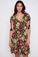 Tropical print jersey dress