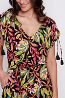 Tropical print jersey dress