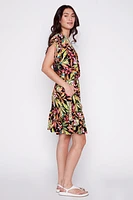 Tropical print jersey dress