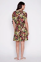Tropical print jersey dress
