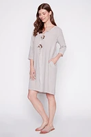 Solid button detail cotton blend dress