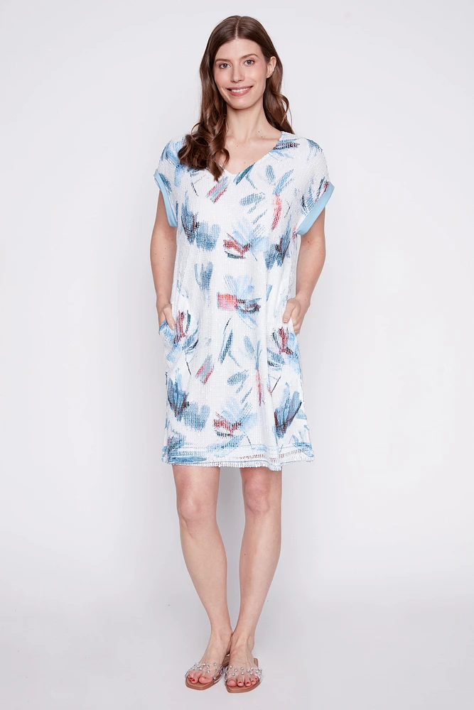 Printed crochet dress
