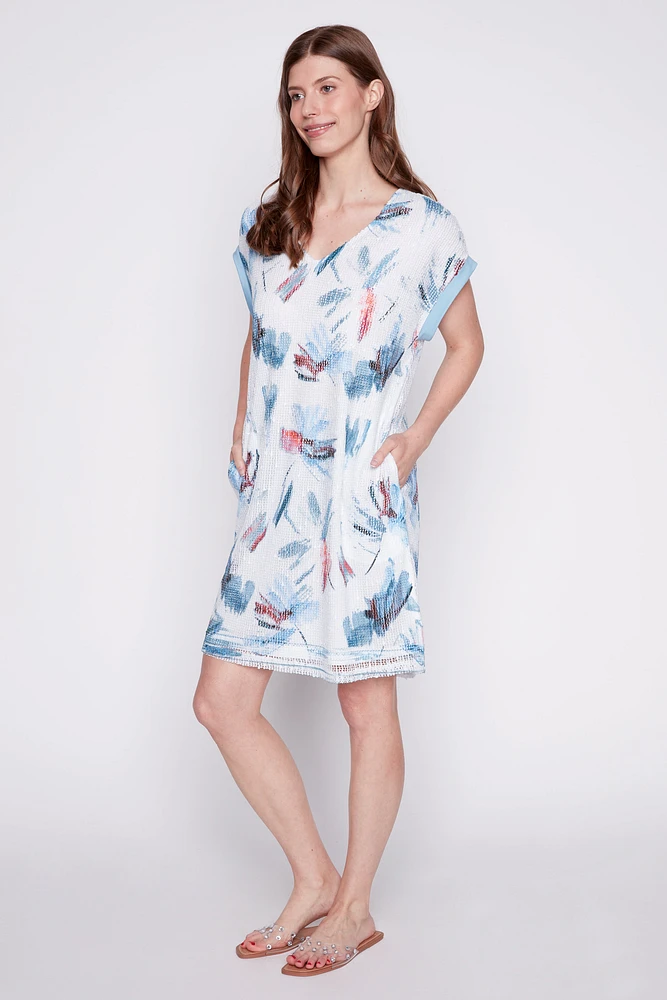 Printed crochet dress