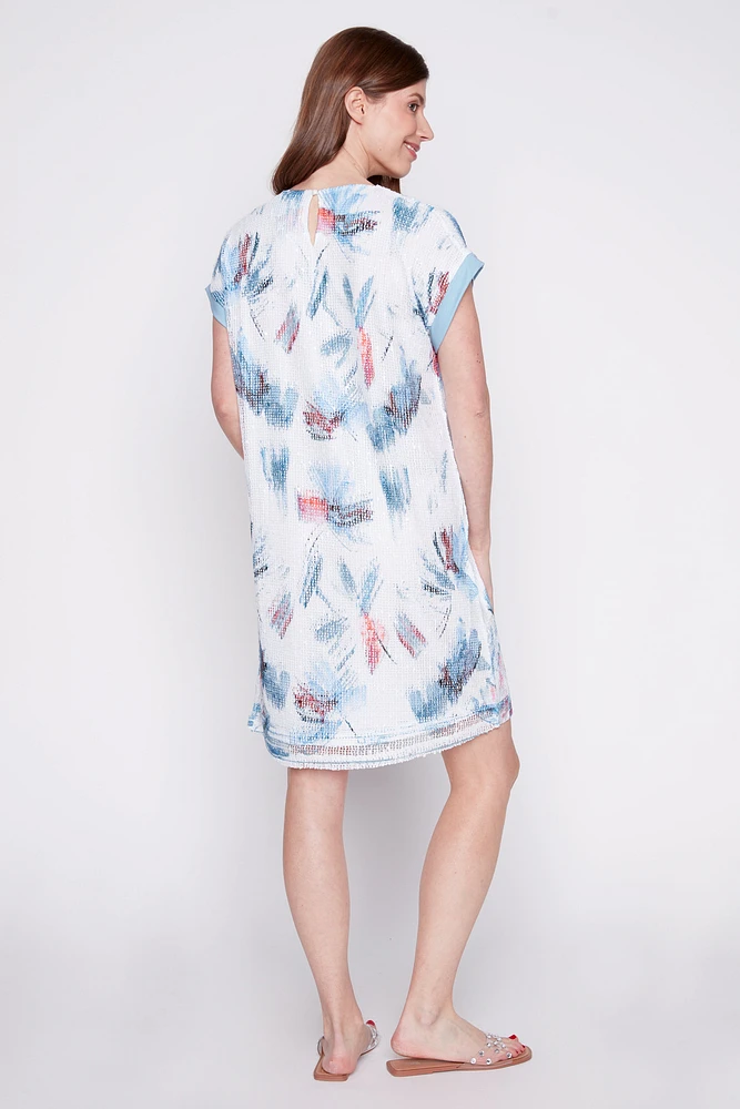 Printed crochet dress