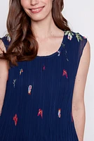 Pleated butterflies border maxi dress