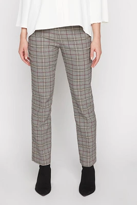 Textured plaid flared leg pant