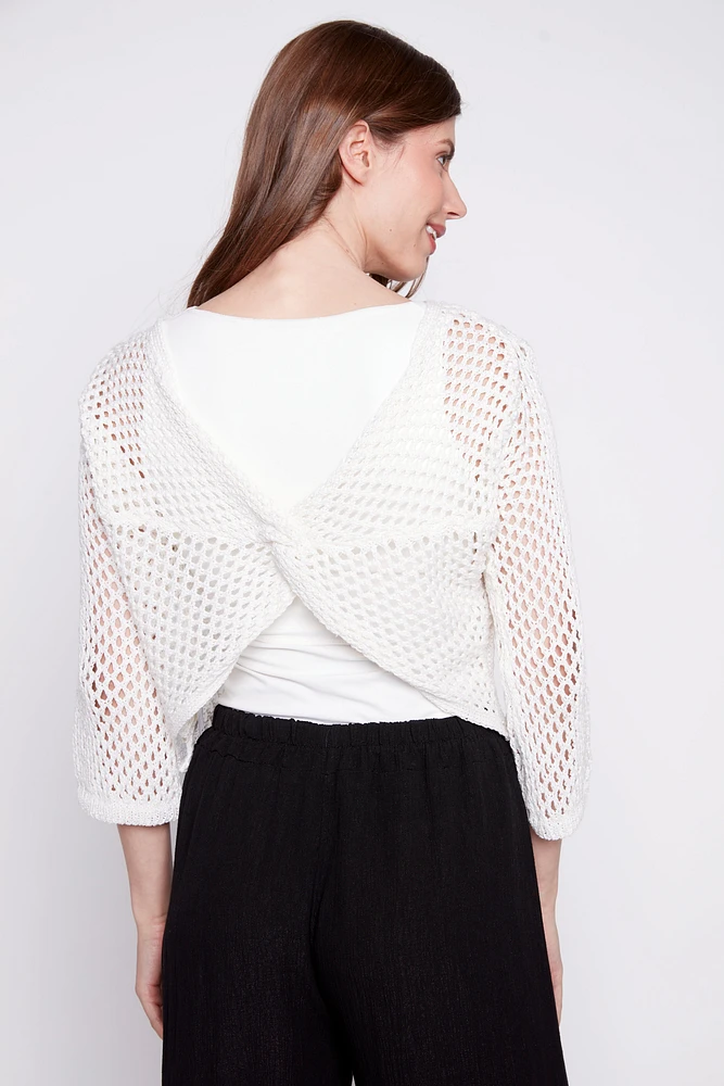 Bell sleeve crochet sweater