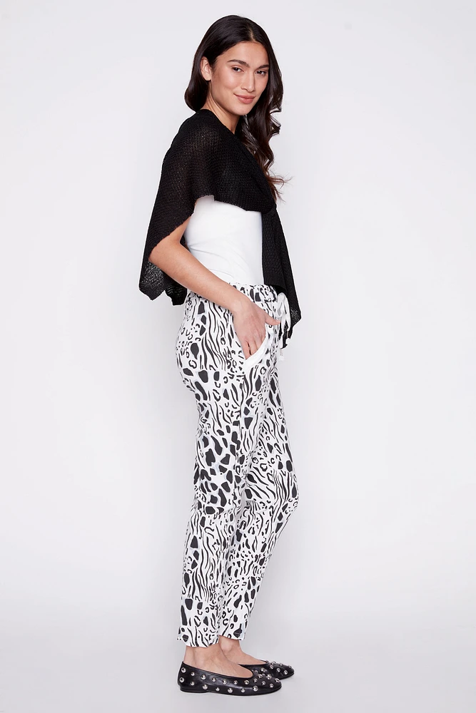 Animal print crinkle pant