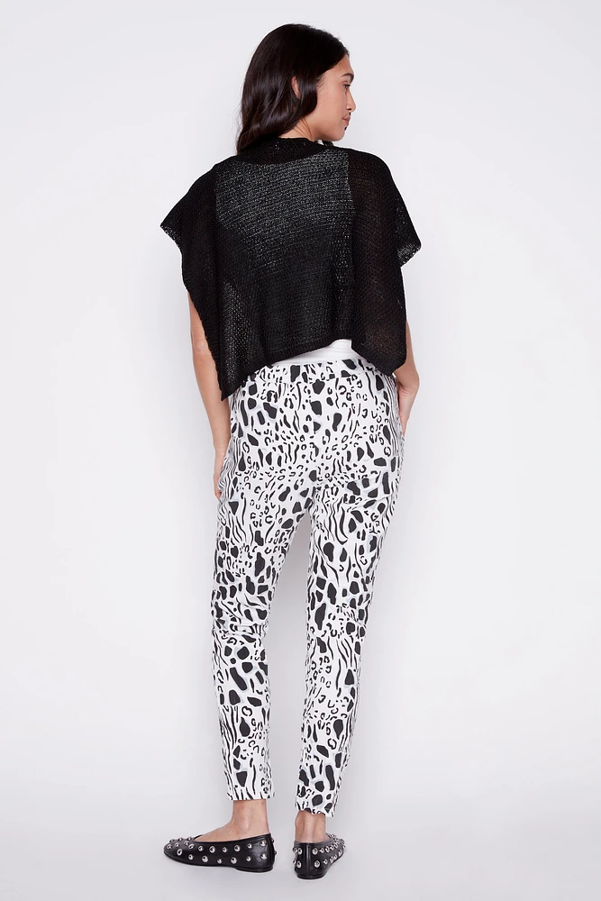 Animal print crinkle pant