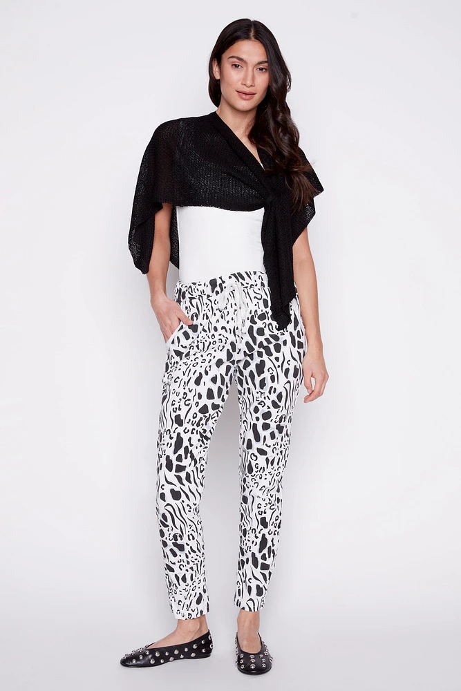 Animal print crinkle pant