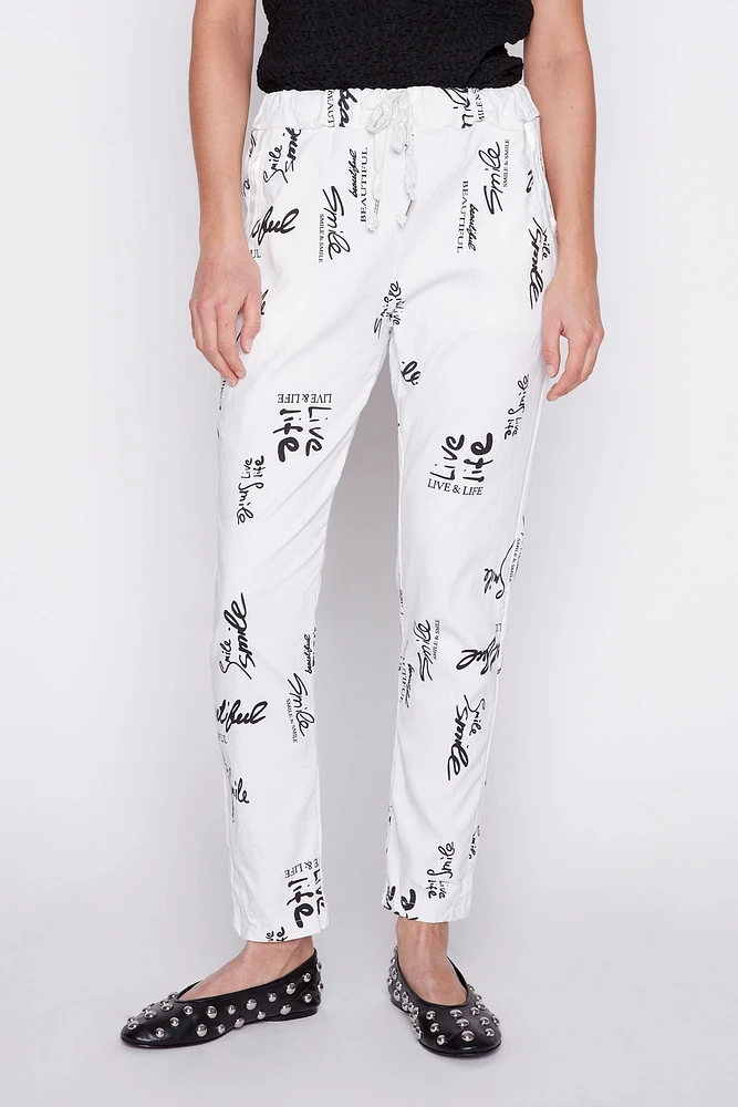 Printed crinkle pant