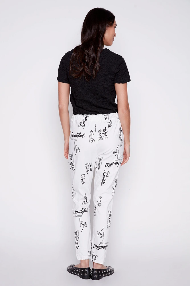 Printed crinkle pant