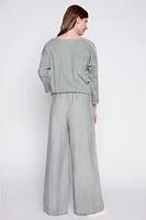 Palazzo pant with sequin and eyelet detail