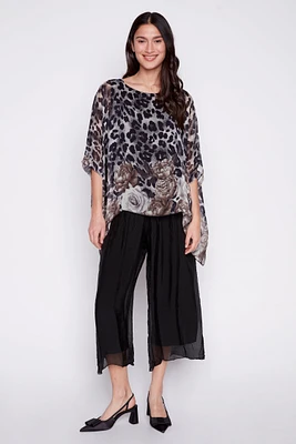 Wide leg silk pant