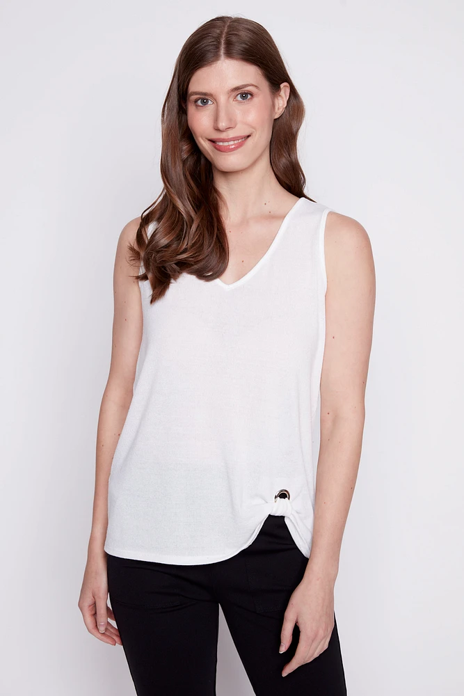 Solid cami with gromet detail