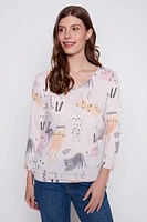 Colorful cats print top