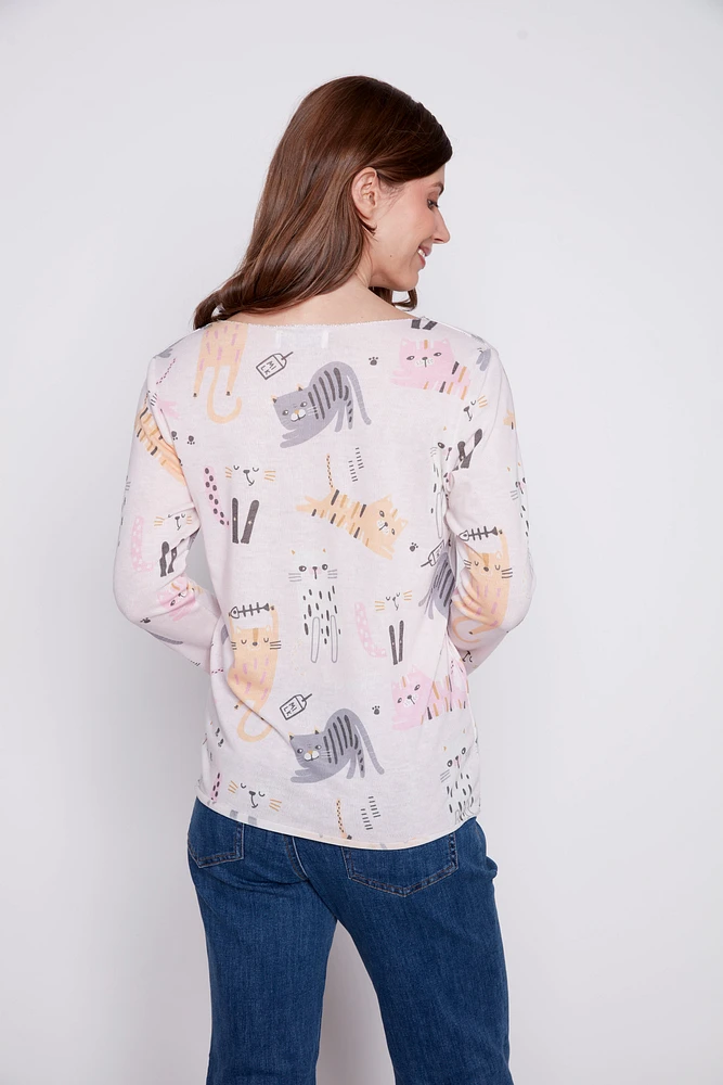 Colorful cats print top