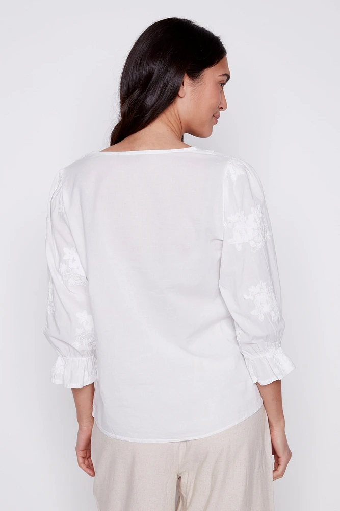 Bell sleeve cotton blouse