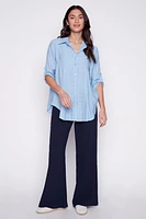 Solid crinkle blouse