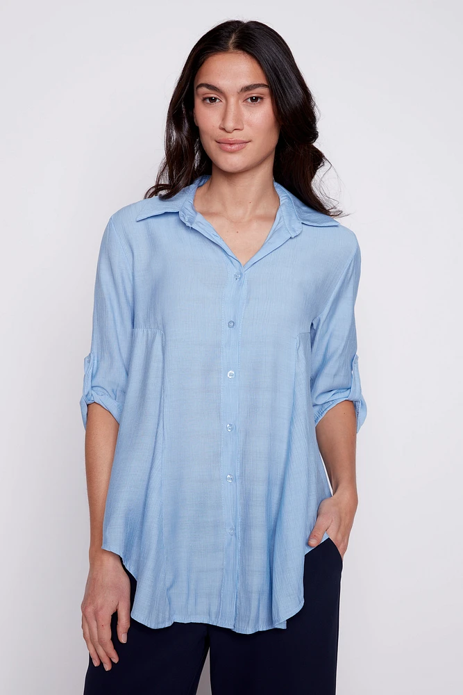 Solid crinkle blouse