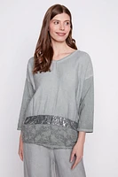 Sequin and eyelet detail tunic