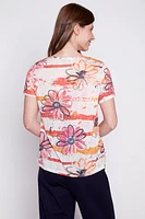 Daisy print burnout t-shirt