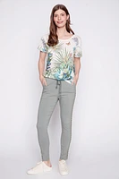 Tropical print burnout t-shirt