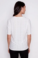 Printed eyelet top