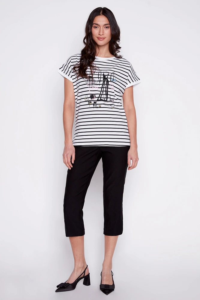 Fashion design stripe t-shirt